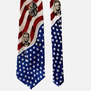 🇺🇸🇺🇸🇺🇸Americana Tie, Red White and Blue with Presidents Portraits Flag Patriotic
